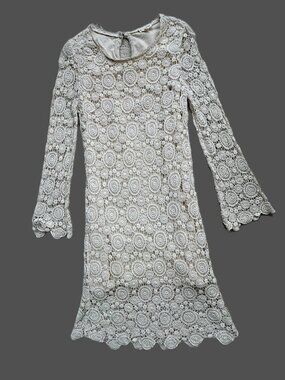 Women's Crochet Lace Dress Cream on Tan Size Small by Maison Jules